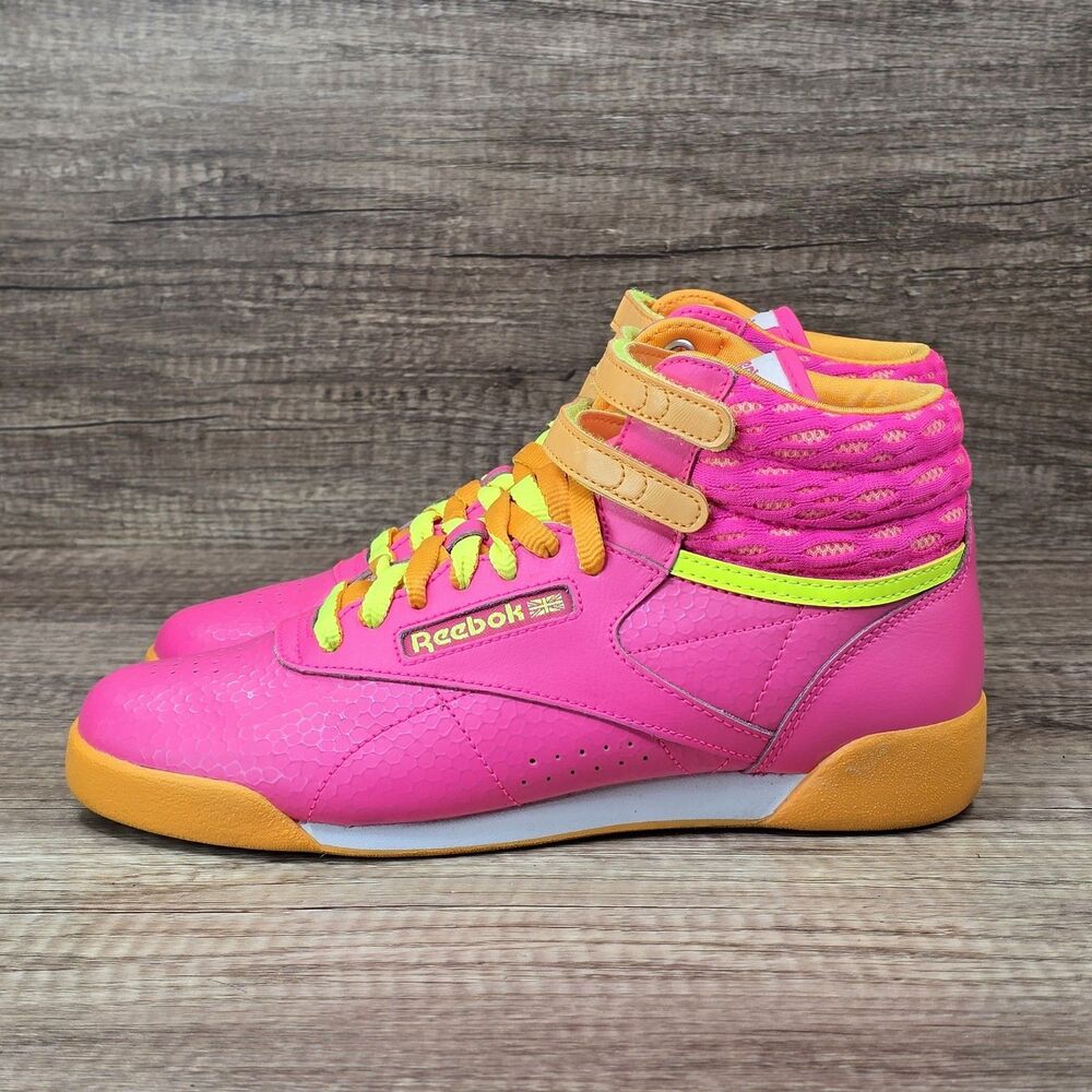 Reebok Freestyle Hi Classic Size 5 Women's Size 6.5 Hot Pink Orange Shoes M46765 - Picture 3 of 10